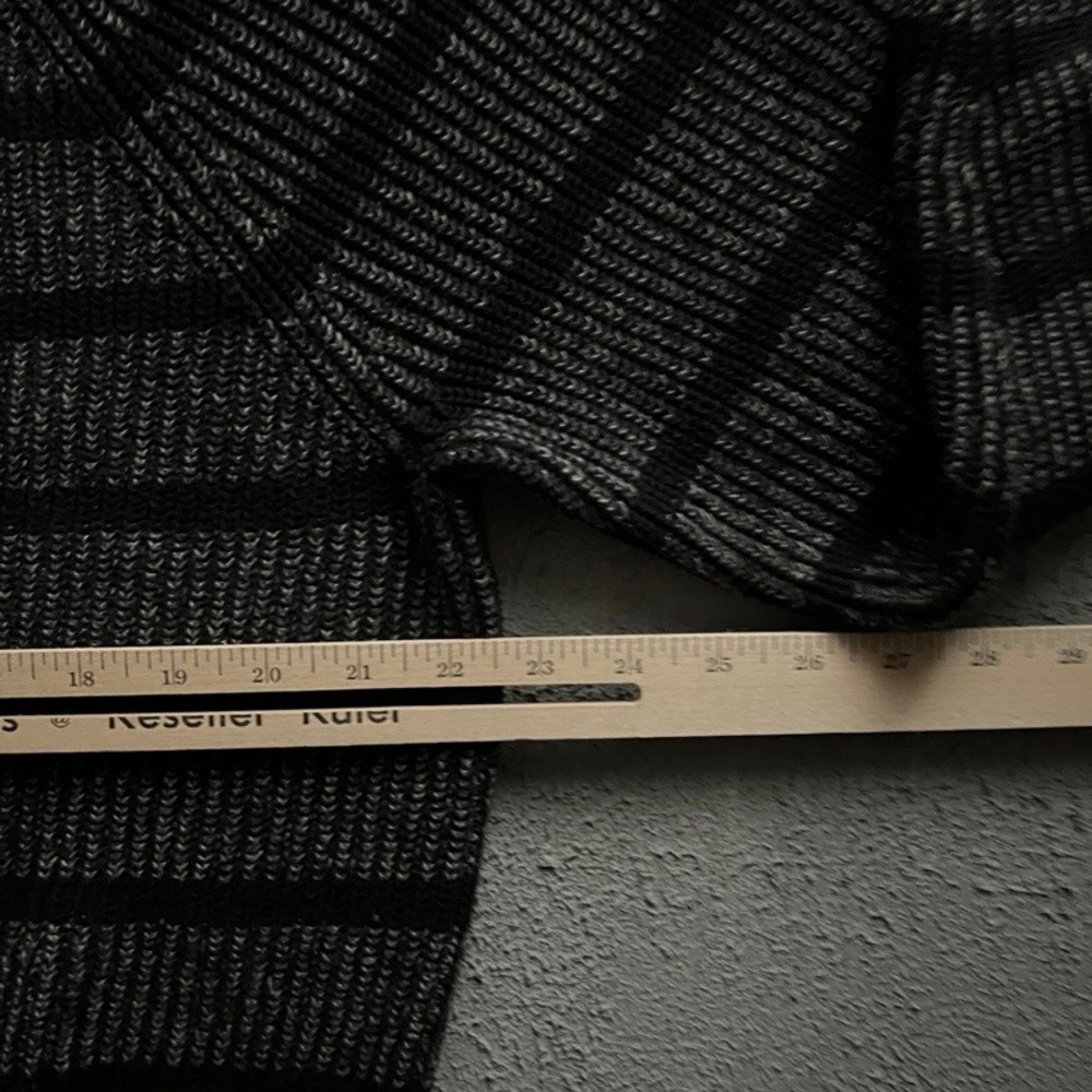 Vintage Denver Hayes Sweater Large Black 2000s Y2K Striped Ribbed Knit Crewneck - Picture 6 of 8